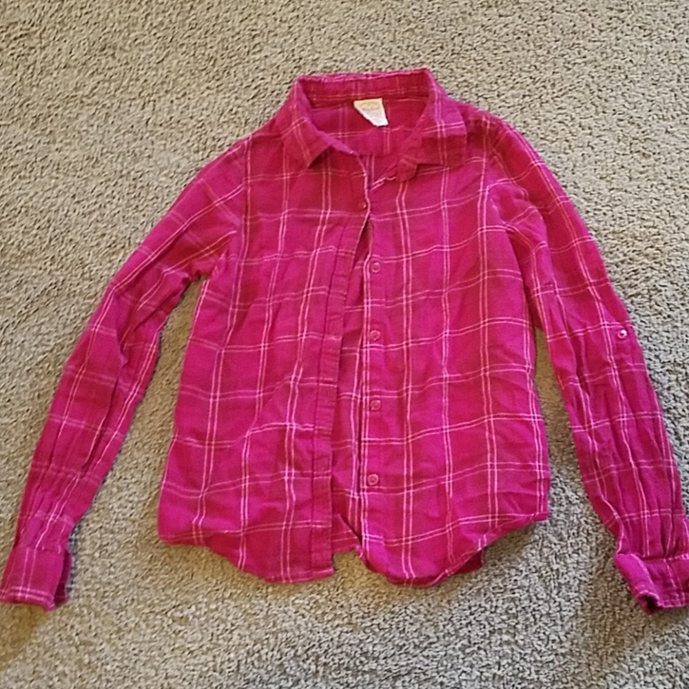 🎀 FADED GLORY 🎀 PINK PLAID BUTTON DOWN SHIRT